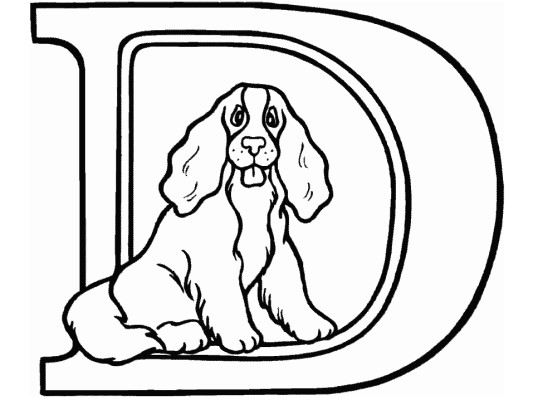 d is for dog alphabet coloring page