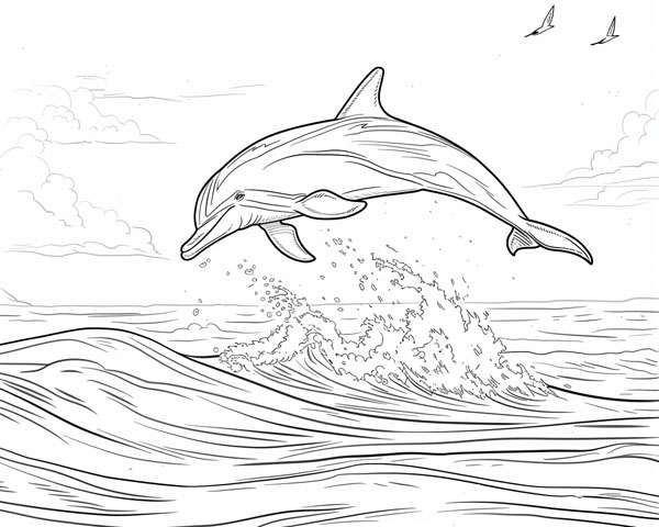 world animal day coloring page of a dolphin