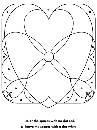 heart dot puzzle coloring page