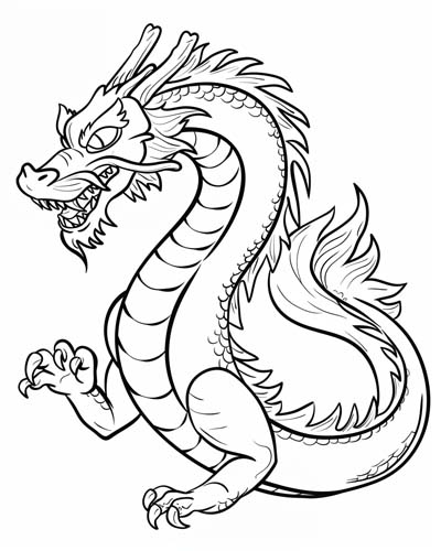 coloring page of a Japanese dragon