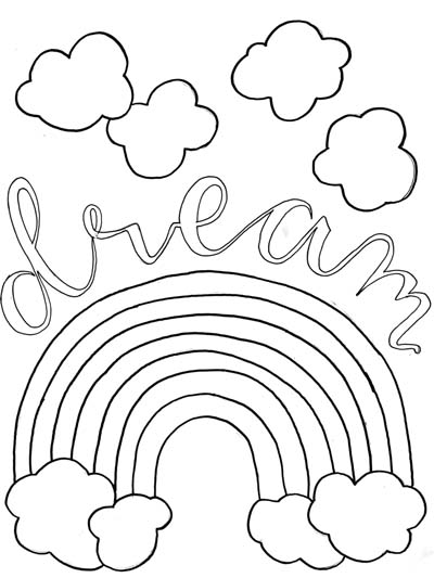 dream word art coloring page