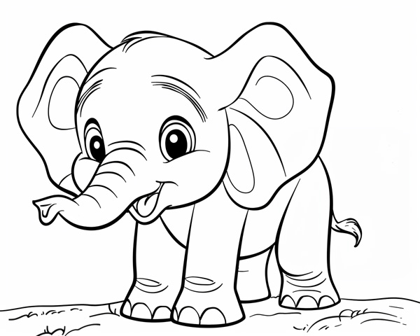 simple elephant coloring page