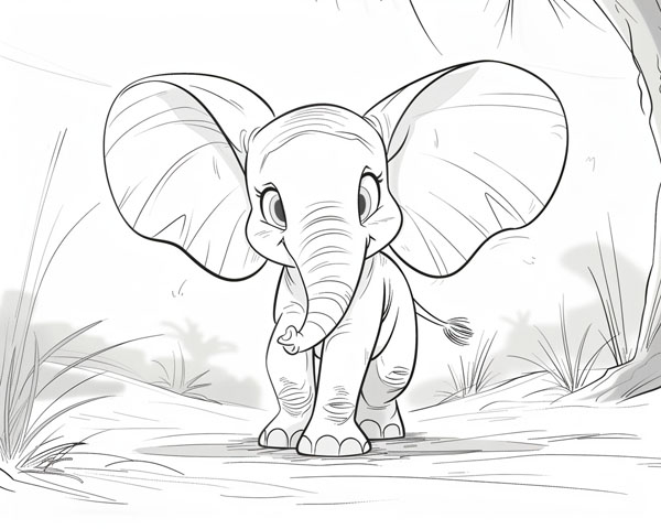 world animal day coloring page of a elephant