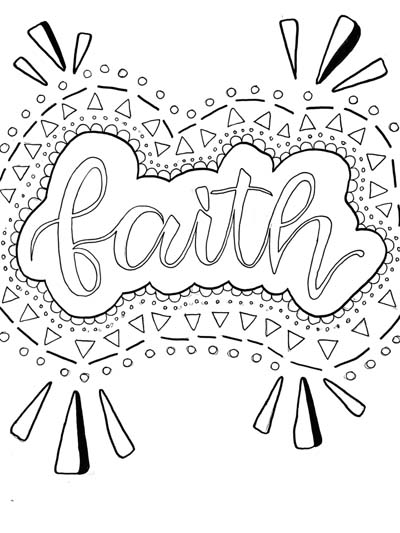 faith word art coloring page