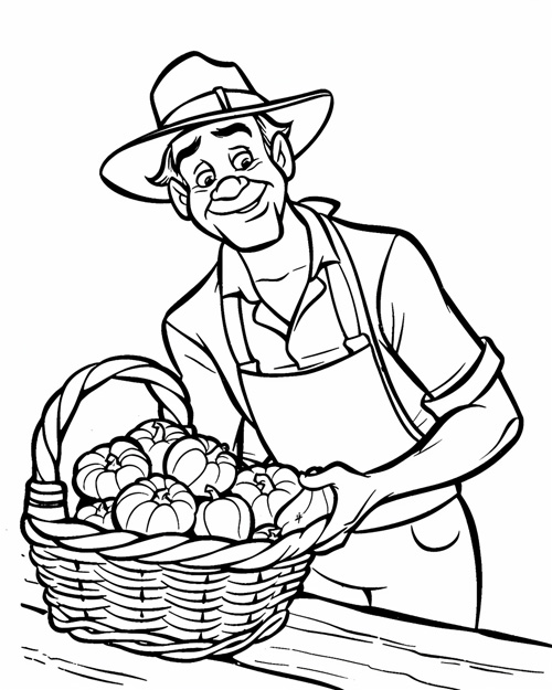 farmer collecting the harvest coloring page