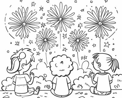 fourth of july fireworks coloring page