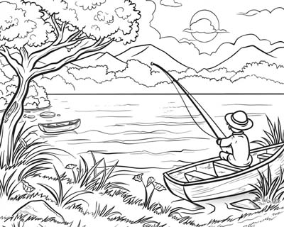 fishing coloring page