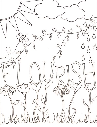 flourish word art coloring page