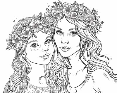 coloring page of flower crowns