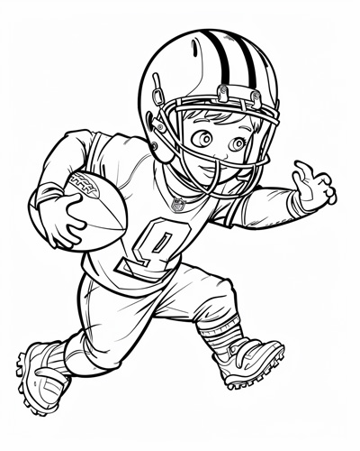 coloring page of a football player