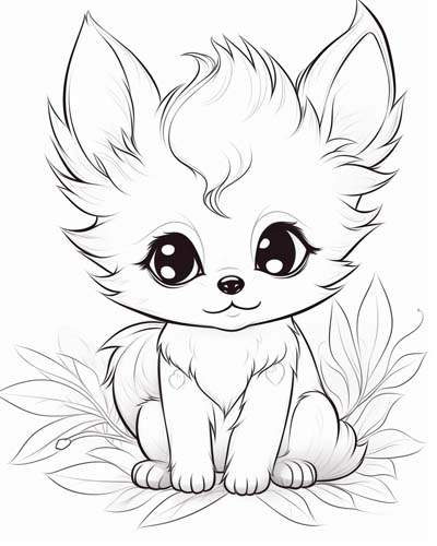 baby fox coloring page