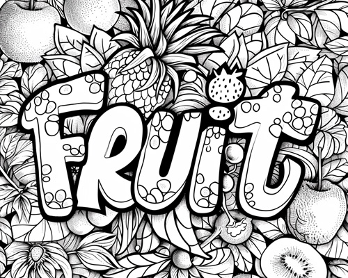 graffiti art coloring page of fruit