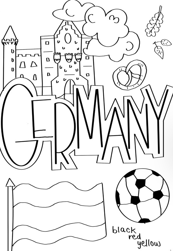 Germany doodle art coloring page