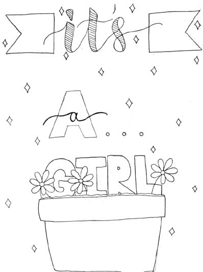 it's a girl word art coloring page