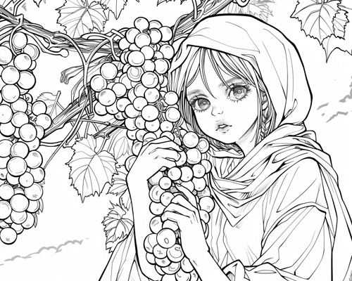 harvesting grapes coloring page