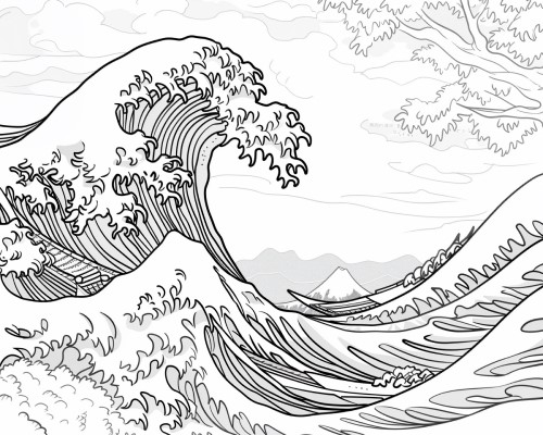 The Great Wave off Kanagawa coloring pages