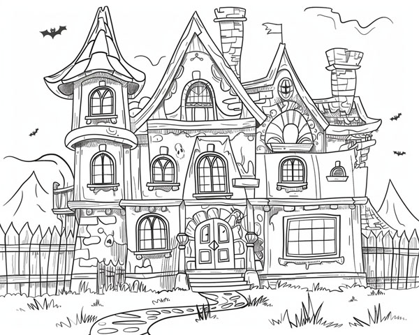 haunted house coloring page