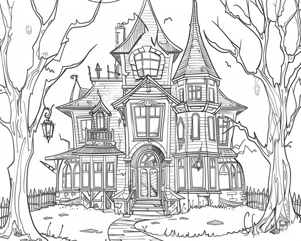 haunted mansion coloring page