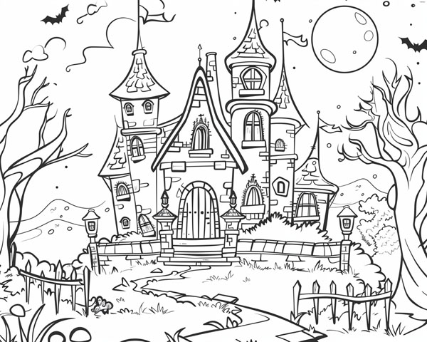 haunted house coloring page