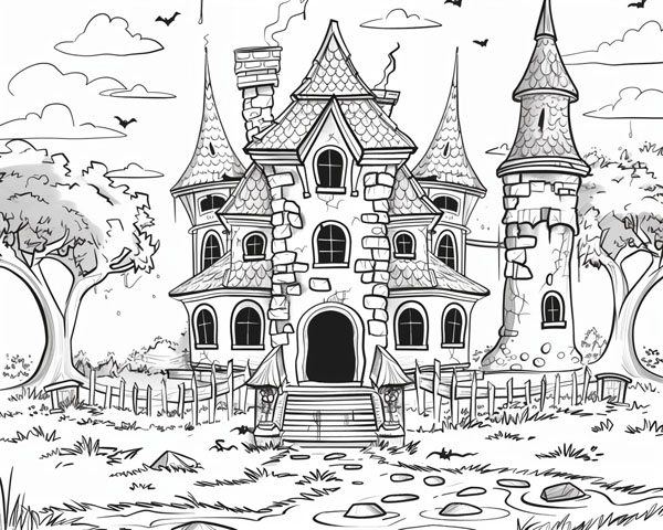 haunted house coloring page