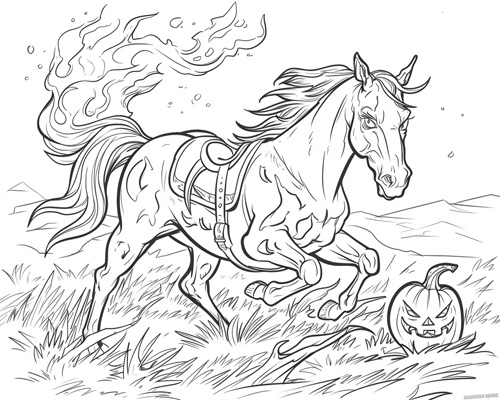 coloring page of the Headless Horseman's horse