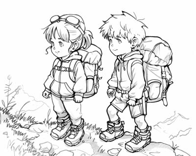 summer hiking coloring page