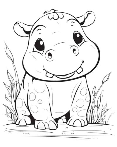 baby hippo coloring page