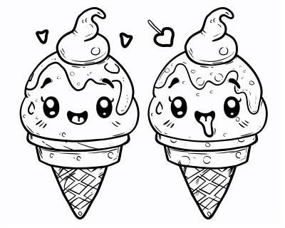 happy ice cream coloring page