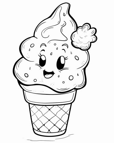 coloring page of an ice cream