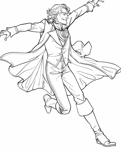 coloring page of Ichabod Crane dancing