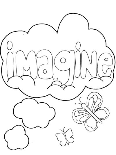 imagine word art coloring page