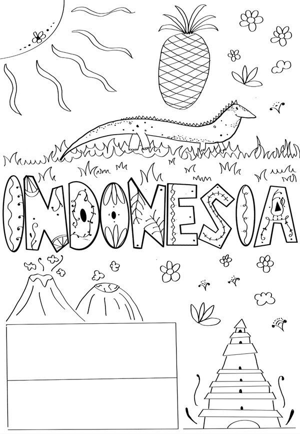 indonesia doodle art coloring page