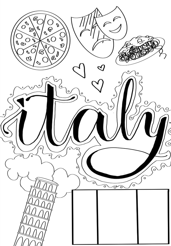 italy doodle art coloring page