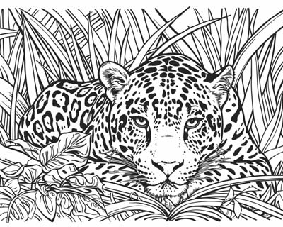 amazon rainforest jaguar coloring page