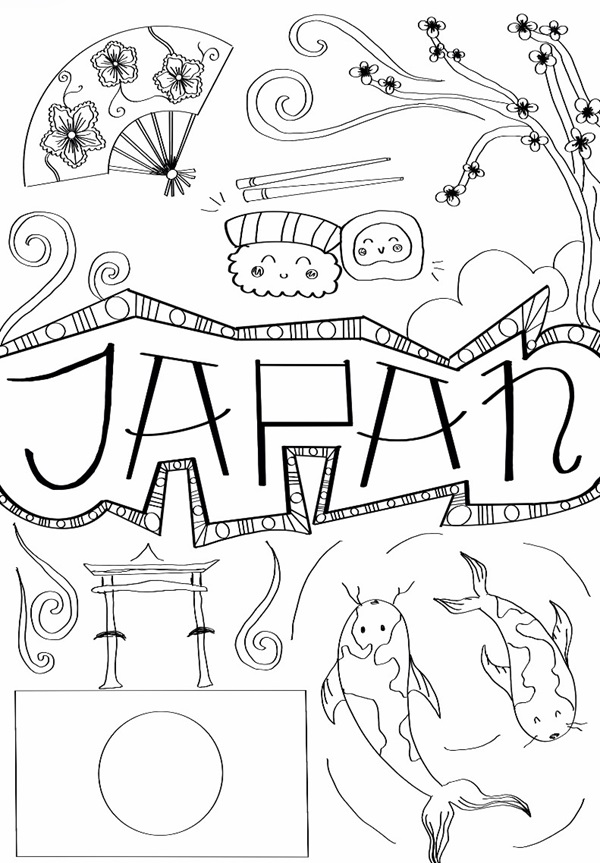 japan doodle art coloring page