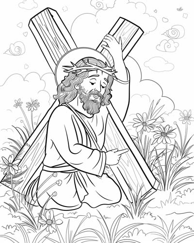 coloring page of Jesus stumbles