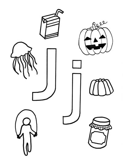 What begins with j coloring page