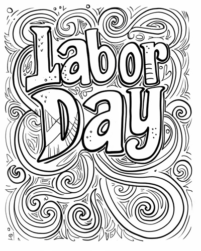 word art labor day coloring page