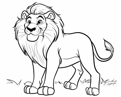 coloring page of a cartoon lion