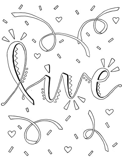 live word art coloring page