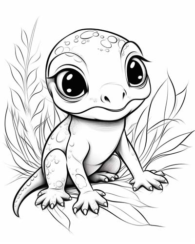 baby lizard coloring page