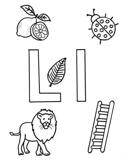 What begins with L l coloring page