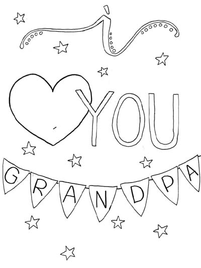 I Love You Grandpa word art coloring page