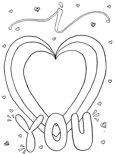 i love you word art coloring page