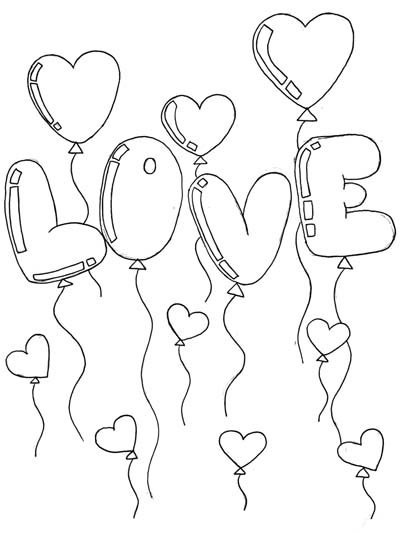 love word art coloring page