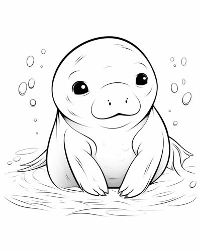 baby manatee coloring page