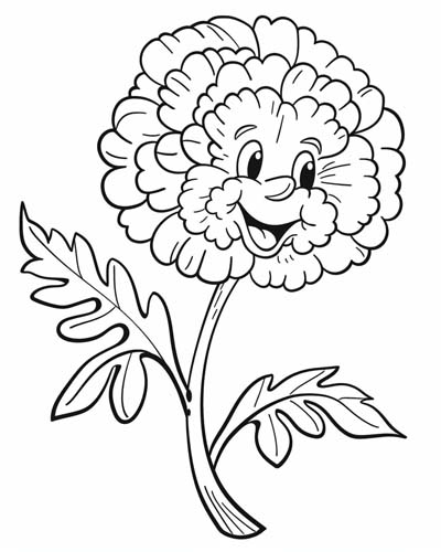 coloring page of a cartoon marigold