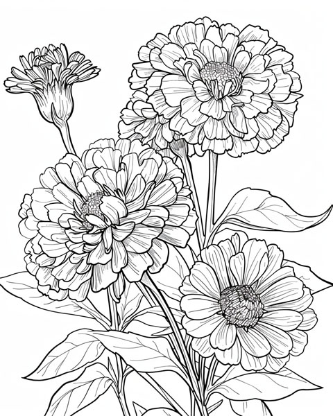 marigolds coloring page