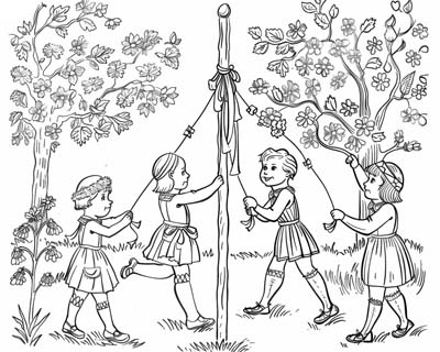 maypole coloring page