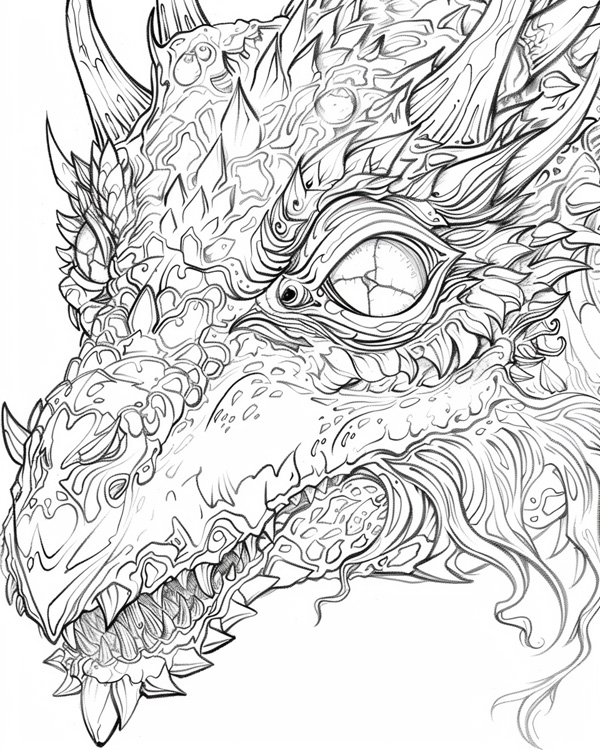 coloring page of a Halloween monster dragon